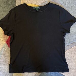 Ralph Lauren Lauren Black Short Sleeve T-Shirt XL Cotton Classic Logo Tee